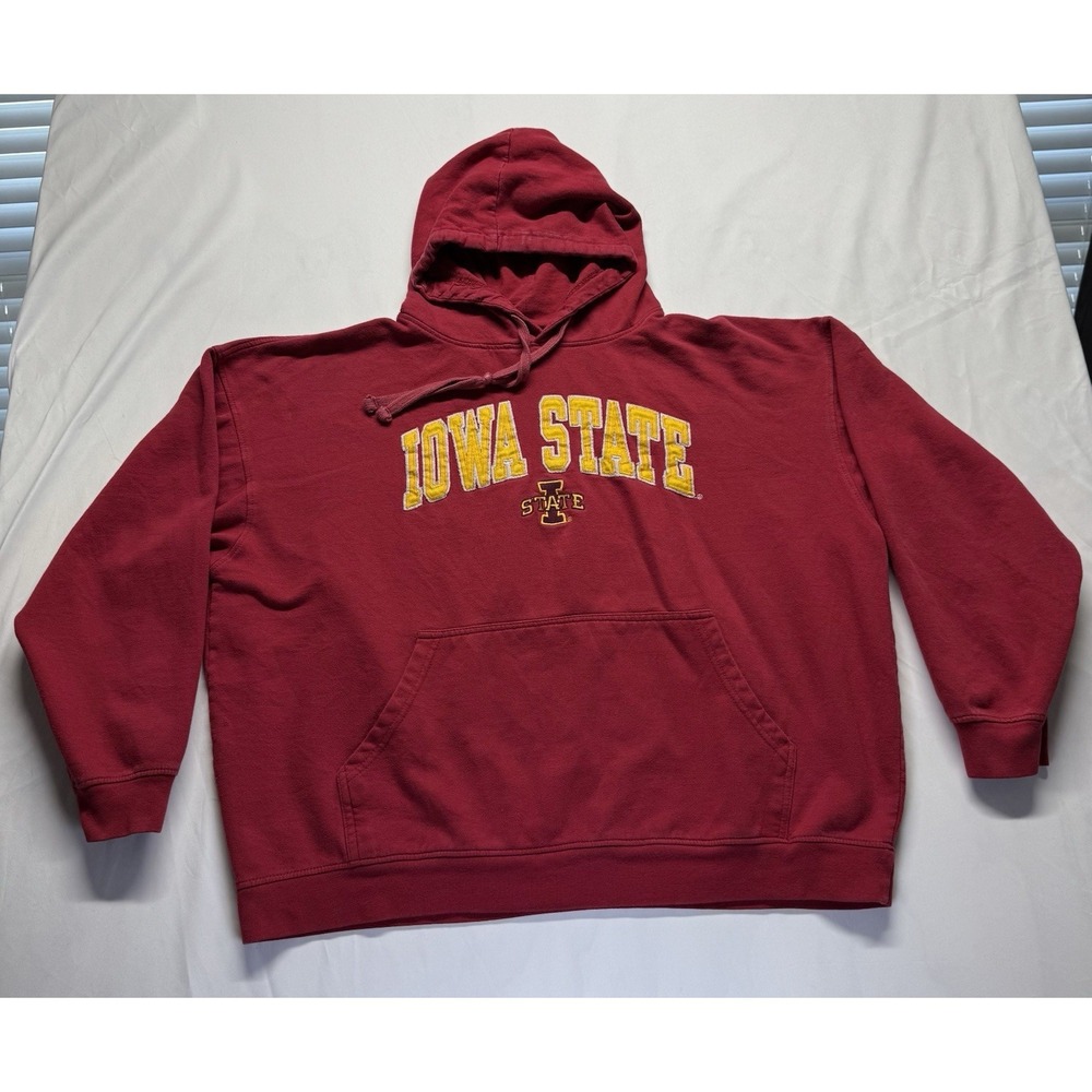 Iowa State Hoodie Red Size XL Sweatshirt‎ embroidered spellout vintage